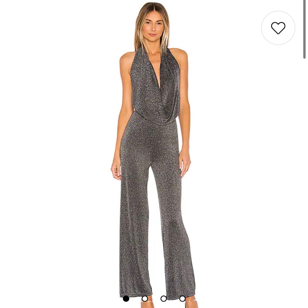 Superdown Saffron Cowl Neck Jumpsuit in Metallic Black